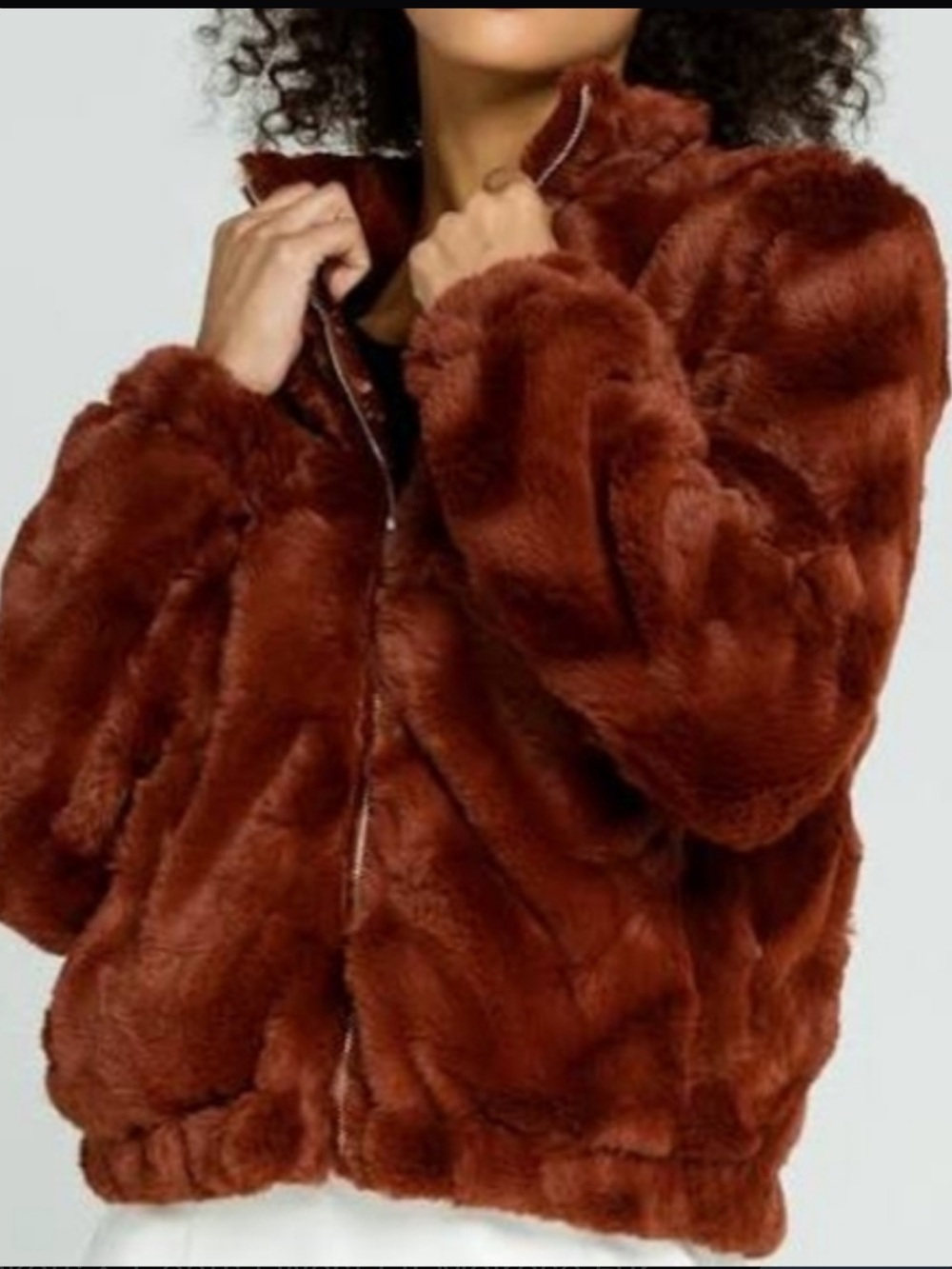 Urban Outfitters Rust Super Soft Zip Front Plush Jacket Size Medium